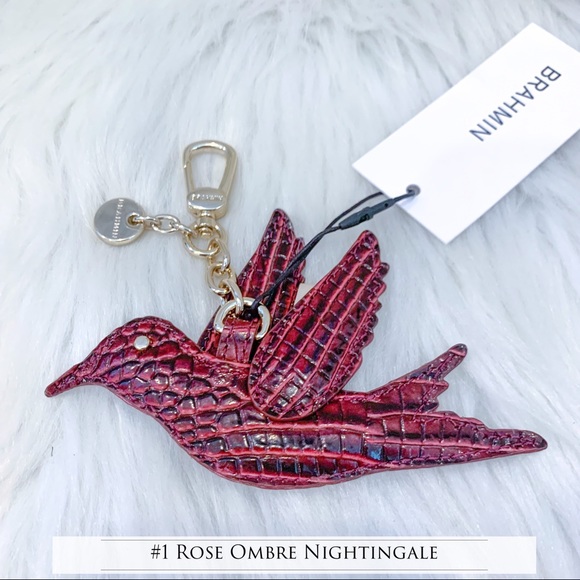 BRAHMIN Leather Key Chain Fob Tassel Rose Ombre Nightingale NWT - Picture 1 of 2